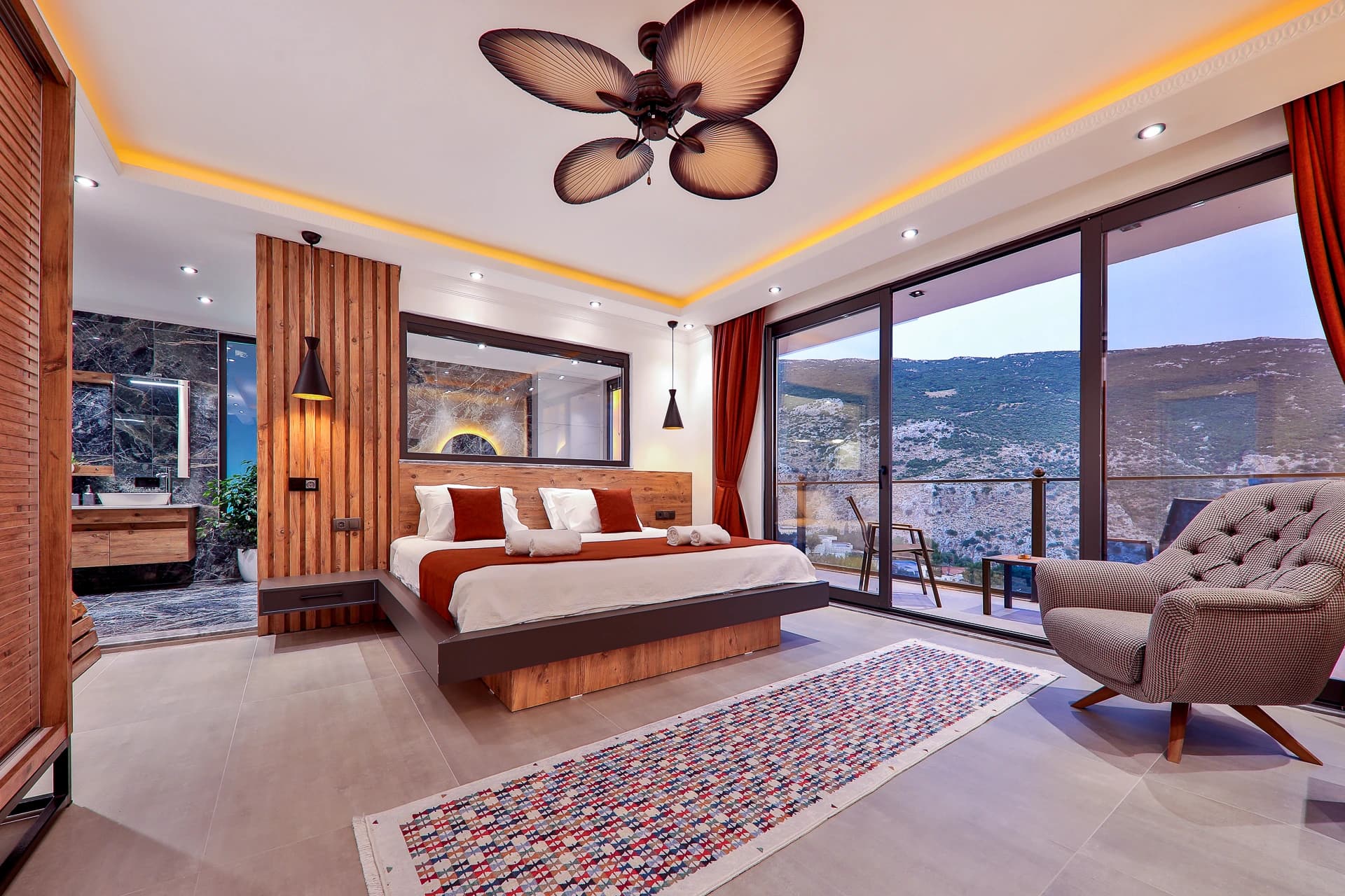 İslamlar Kalkan'da Dağ ve Deniz Manzaralı Lüks 2 Yatak Odalı Özel Havuzlu Villa