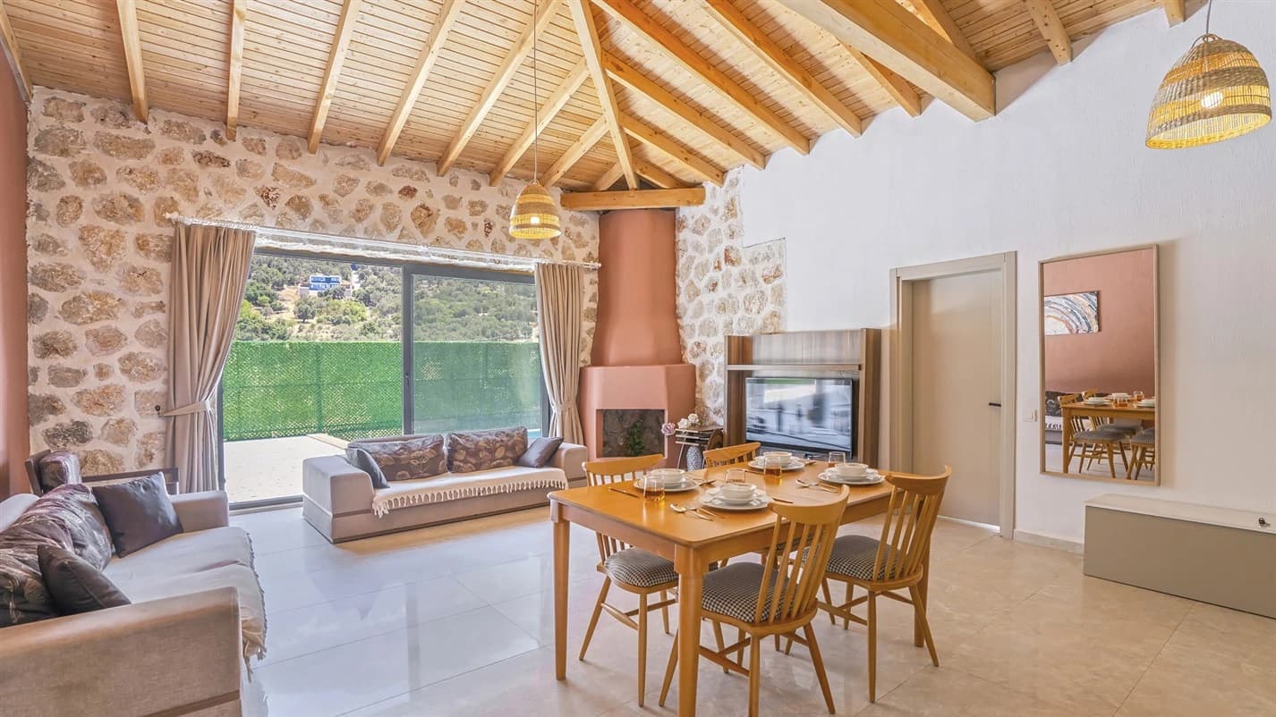 Kaş Kalkan'da Taş ve Ahşap Tasarımlı Özel Havuzlu Doğa Manzaralı Villa – Villa Doga Deniz 21 707